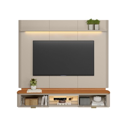 Painel para TV Até 70 Polegadas Ferrara 2 Portas Canela/Off White - Linea Brasil