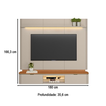 Painel para TV Até 70 Polegadas Ferrara 2 Portas Canela/Off White - Linea Brasil