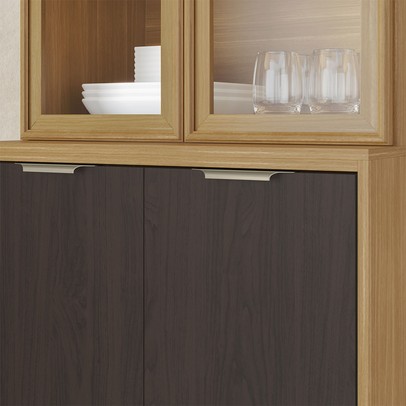 Cristaleira Colors 4 Portas 100% Mdf com Vidro Freijó/Nogueira Bourbon - Kits Paraná
