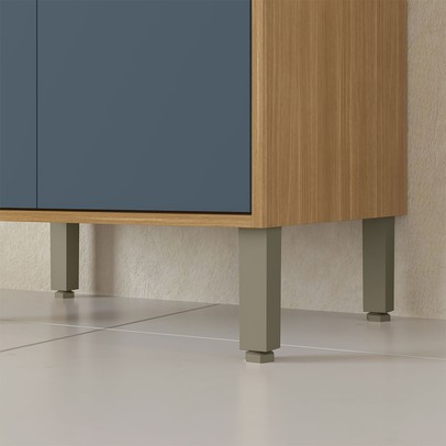 Cristaleira Colors 4 Portas 100% Mdf com Vidro Freijó/Azul Secreto - Kits Paraná