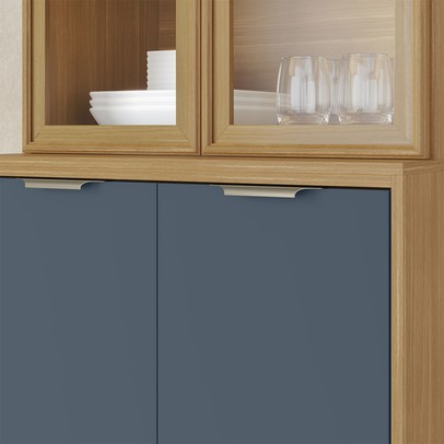 Cristaleira Colors 4 Portas 100% Mdf com Vidro Freijó/Azul Secreto - Kits Paraná