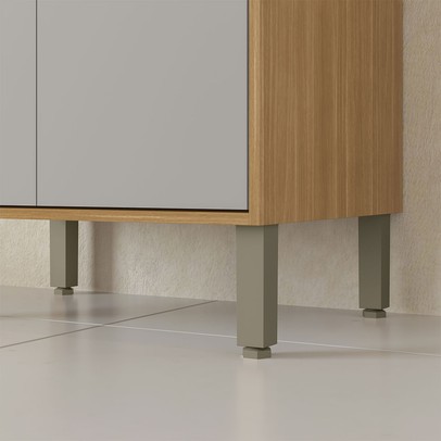 Cristaleira Colors 4 Portas 100% Mdf com Vidro Freijó/Cinza Chalck - Kits Paraná