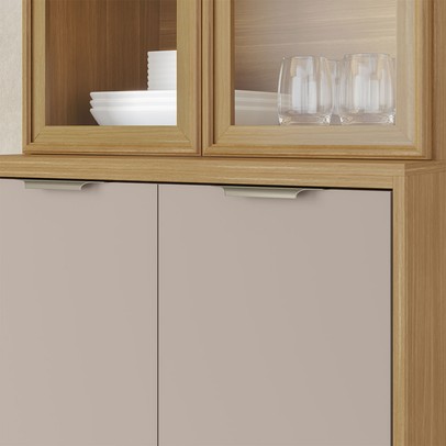 Cristaleira Colors 4 Portas 100% Mdf com Vidro Freijó/Cinza Niquel - Kits Paraná