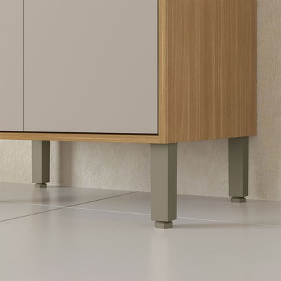 Cristaleira Colors 4 Portas 100% Mdf com Vidro Freijó/Cinza Niquel - Kits Paraná