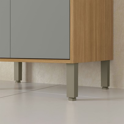 Cristaleira Colors 4 Portas 100% Mdf com Vidro Freijó/Moss - Kits Paraná