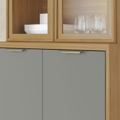 Cristaleira Colors 4 Portas 100% Mdf com Vidro Freijó/Moss - Kits Paraná