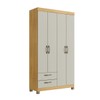 Guarda-Roupa Solteiro Basic 4 Portas 2 Gavetas Ipê/Cristalo - Decibal
