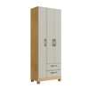 Guarda-Roupa Solteiro Basic 3 Portas 2 Gavetas Ipê/Cristalo - Decibal