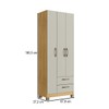 Guarda-Roupa Solteiro Basic 3 Portas 2 Gavetas Ipê/Cristalo - Decibal