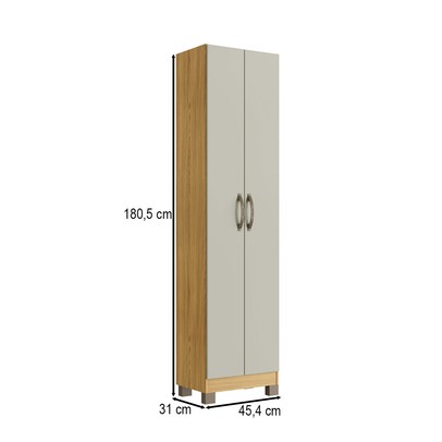 Guarda-Roupa Solteiro 2 Portas Ipê/Cristalo Basic