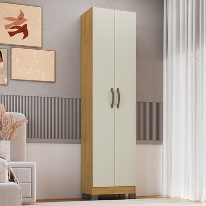 Guarda-Roupa Solteiro 2 Portas Ipê/Cristalo Basic