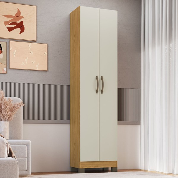 Guarda-Roupa Solteiro 2 Portas Ipê/Cristalo Basic