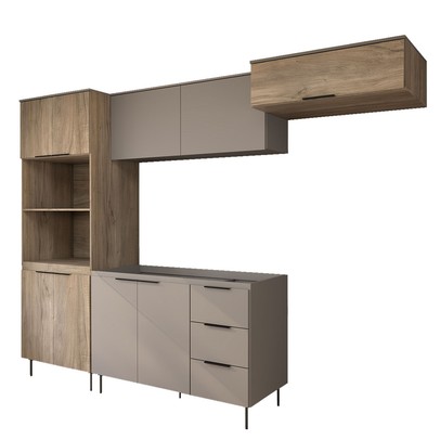 Cozinha Completa Modulada 9 Portas 3 Gavetas Imperial/Fume - Panorama Móveis