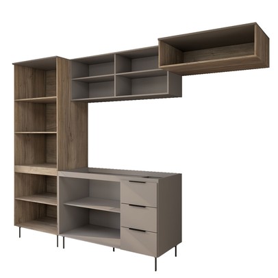 Cozinha Completa Modulada 9 Portas 3 Gavetas Imperial/Fume - Panorama Móveis