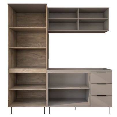 Cozinha Compacta Modulada 8 Portas 3 Gavetas com Vidro Imperial/Fume - Panorama Móveis