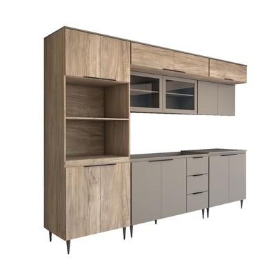 Cozinha Completa Modulada 15 Portas 3 Gavetas com Vidro Imperial/Fume - Panorama Móveis