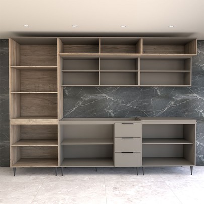 Cozinha Completa Modulada 15 Portas 3 Gavetas com Vidro Imperial/Fume - Panorama Móveis