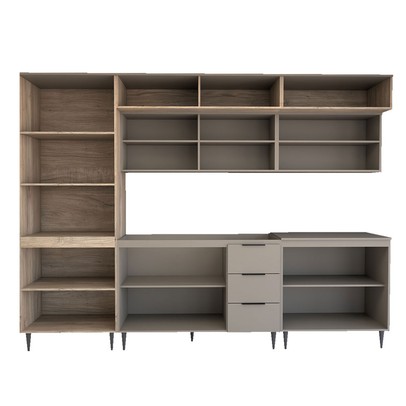 Cozinha Completa Modulada 15 Portas 3 Gavetas com Vidro Imperial/Fume - Panorama Móveis