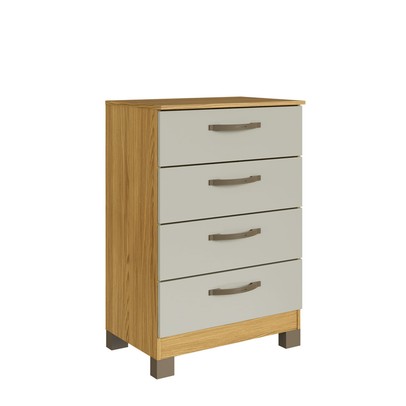 Cômoda Basic 4 Gavetas Ipê/Cristalo - Decibal