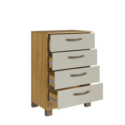 Cômoda Basic 4 Gavetas Ipê/Cristalo - Decibal