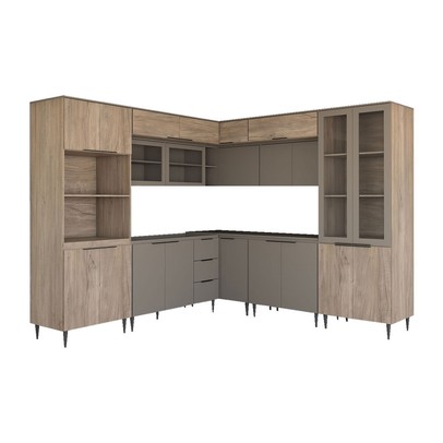 Cozinha Completa Modulada 22 Portas 3 Gavetas com Vidro Imperial/Fume - Panorama Móveis