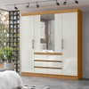 Guarda-Roupa Casal Medina 4 Portas 6 Gavetas com Espelho Cinamomo/Off White - Mx Móveis