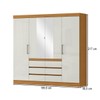 Guarda-Roupa Casal Medina 4 Portas 6 Gavetas com Espelho Cinamomo/Off White - Mx Móveis