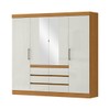 Guarda-Roupa Casal Medina 4 Portas 6 Gavetas com Espelho Cinamomo/Off White - Mx Móveis