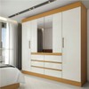 Guarda-Roupa Casal Medina 4 Portas 6 Gavetas com Espelho Cinamomo/Off White - Mx Móveis