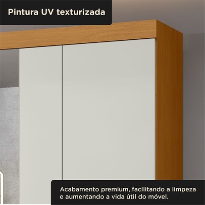 Guarda-Roupa Casal Medina 4 Portas 6 Gavetas com Espelho Cinamomo/Off White - Mx Móveis