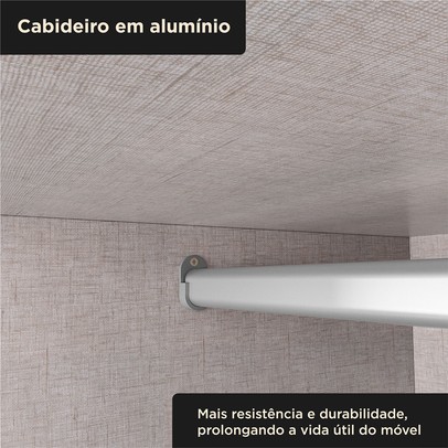 Guarda-Roupa Casal Medina 4 Portas 6 Gavetas com Espelho Cinamomo/Off White - Mx Móveis