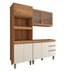 Cozinha Compacta Modulada 7 Portas 3 Gavetas com Vidro Freijó/Off White - Panorama Móveis