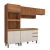 Cozinha Compacta Modulada 7 Portas 3 Gavetas Ripado Freijó/Off White - Panorama Móveis