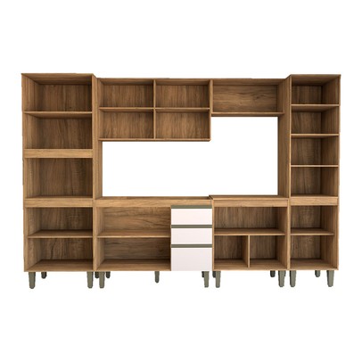 Cozinha Completa Modulada 12 Portas 3 Gavetas Freijó/Off White - Panorama Móveis