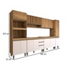 Cozinha Completa Modulada 12 Portas 3 Gavetas Ripado Freijó/Off White - Panorama Móveis
