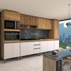 Cozinha Completa Modulada 12 Portas 3 Gavetas Ripado Freijó/Off White - Panorama Móveis
