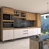Cozinha Completa Modulada 13 Portas 3 Gavetas com Vidro Freijó/Off White - Panorama Móveis