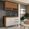 Cozinha Compacta Modulada 3 Portas 3 Gavetas Ripado Freijó/Off White - Panorama Móveis