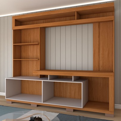 Estante para TV Até 55 Polegadas Cinema 2 Portas Freijó/Off White - Panorama Móveis