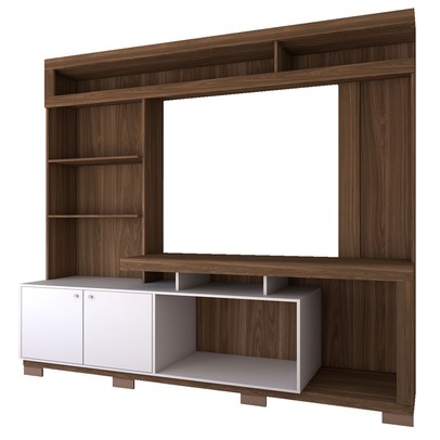 Estante para TV Até 55 Polegadas Cinema 2 Portas Nogueira San Remo/Off White - Panorama Móveis