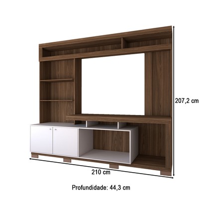 Estante para TV Até 55 Polegadas Cinema 2 Portas Nogueira San Remo/Off White - Panorama Móveis
