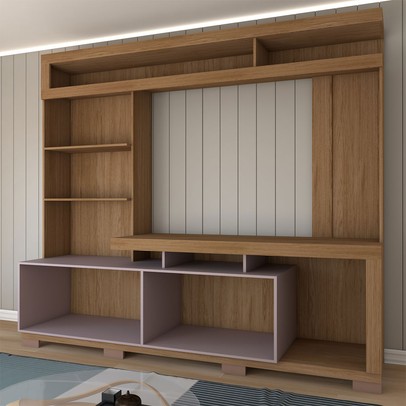 Estante para TV Até 55 Polegadas Cinema 2 Portas Mel/Cacau - Panorama Móveis