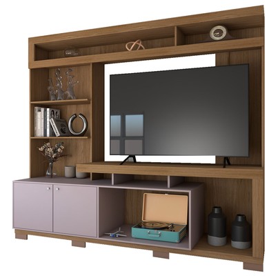 Estante para TV Até 55 Polegadas Cinema 2 Portas Mel/Cacau - Panorama Móveis