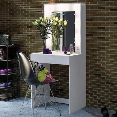 Penteadeira Camarim Lavínia para 7 Lâmpadas 1 Gaveta Branco - Politorno