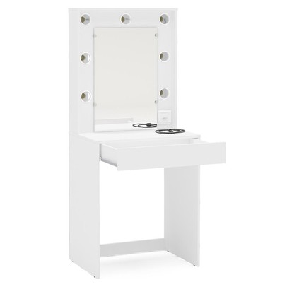 Penteadeira Camarim Lavínia para 7 Lâmpadas 1 Gaveta Branco - Politorno