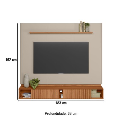 Painel para TV Até 70 Polegadas Amarante 2 Portas Canela/Off White Fosco - Linea Brasil