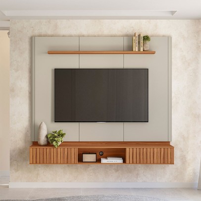 Painel para TV Até 70 Polegadas Amarante 2 Portas Canela/Off White Fosco - Linea Brasil