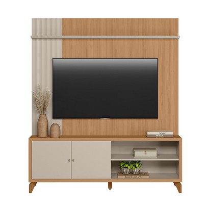 Estante para TV Até 65 Polegadas Valenca 2 Portas Jequitiba/Off White Fosco - Linea Brasil