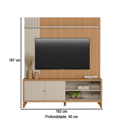 Estante para TV Até 65 Polegadas Valenca 2 Portas Jequitiba/Off White Fosco - Linea Brasil
