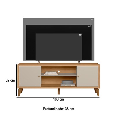 Rack para TV Até 70 Polegadas Porto 2 Portas Jequitiba/Off White Fosco - Linea Brasil